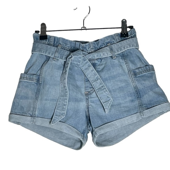 NWOT ABERCROMBIE KIDS High-Rise Paper Bag Waist Light Denim Shorts Size 11/12 - Picture 2 of 16